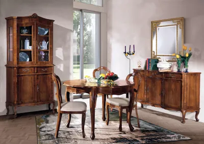 Produktbild von Esszimmer Set 7 tlg. Rund Esstisch 3x Stühle Anrichte Ess Gruppe Holz Tisch