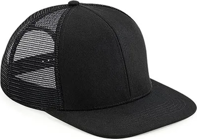 Produktbild von Beechfield B664 | Original Flat Peak 6 Panel Trucker Cap - Farbe: Black/Black - Größe: One Size