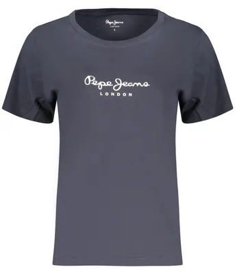 Image de T-shirt femme en Coton bleu, avec imprimé et encolure large