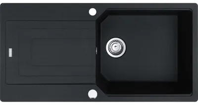 Produktbild von Franke Spüle URBAN UBG 611-100 in ONYX mit Excenterbedienung Drehknopf Edelstahl / Ausschnittmaß 980 x 480 mm / Granitspüle