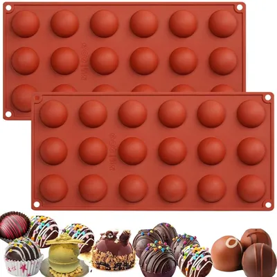 Immagine prodotto di Stampo in silicone a forma di semisfere, confezione da 2 pezzi, con 18 cavità, colore marrone