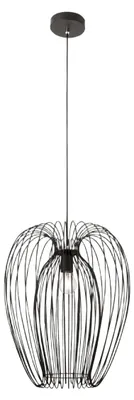 Immagine prodotto di Lampada a sospensione Camp dal design industriale moderno, struttura in metallo, colore Nero, attacco E27, ideale per illuminazione d'interni.