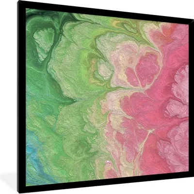 Produktbild von MuchoWow® Gerahmtes Poster Farbe - Kunst - Psychedelisch 40x40 cm - Poster mit Schwarzem Bilderrahmen Wandposter Rahmen Foto Bilder - Mit Rahmen - Wanddekoration Schlafzimmer