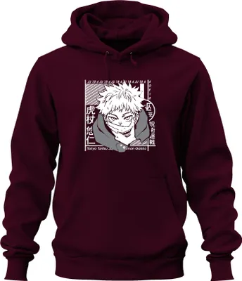 Produktbild von Jujutsu Kaisen Itadori Yuji Anime Manga Fan Geschenk Cosplay Uni Hoodie Kapuzenpullover, Burgundy, XL