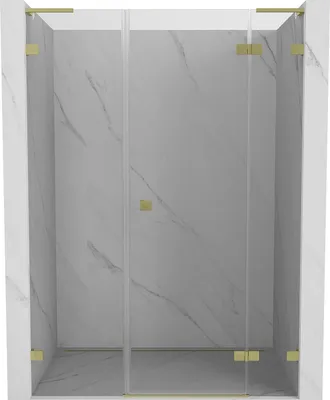 Image de Mexen Lunar L Pare-douche porte droite 120 cm, transparent, or brossé - 834SL-120-050-55-00-P