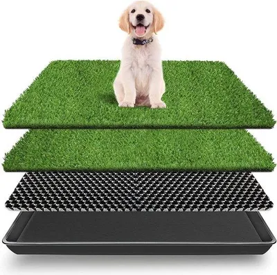 Produktbild von Famanu Trainingsmat für Hunde - Wiederverwendbares Kunstgras mit Auffangschale
