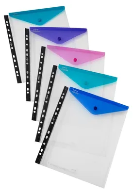 Zdjęcie produktu dla Etui na dokumenty A4 z otworami na dokumenty i kolorową klapką Opakowanie 5 szt