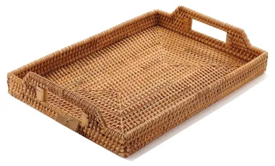 Obrázok produktu pre Servírovací podnos z ratanu, obdĺžnikový, 43 × 29 × 4,5 cm