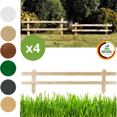 Produktbild von Floranica Gartenzaun 4 stk. 20 cm x 100 cm Unbehandelt Steckzaun Zierzaun Friesenzaun zum Stecken Vorgartenzaun