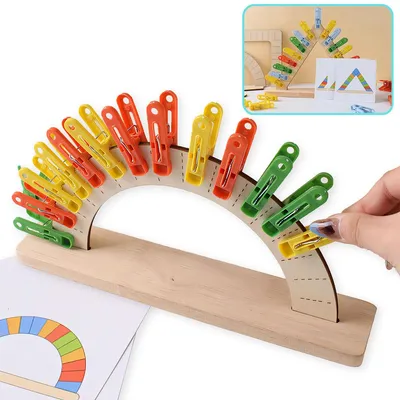 Produktbild von Demenz Memory Spiel Holz Farbzuordnung Clip Spiel Lernspiel Feinmotorik Montessori Spielzeug für Senioren Kinder 3–6 Jahre