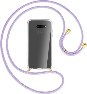 Produktbild von Handykette Backcover-Schutzhülle mit Band (Metall goldfarben) für LG G8X ThinQ - violett
