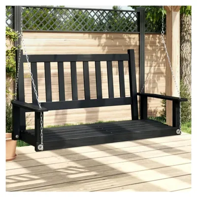 Produktbild von Gartenschaukelbank mit Metallketten, Schwarz, Massivholz Tanne