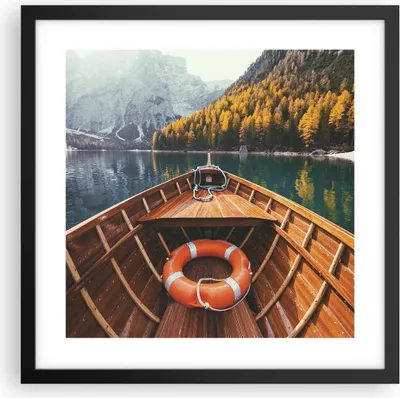 Produktbild von Gerahmtes Poster - Schwarzer Rahmen - £ódŸ Berge Kajak - 40x40 cm - Wand Bild - Wanddeko - Wandbilder - Kunstposter - Wandposter - Bilderrahmen - Bilder - Kunstdruck - Wanddekoration - P2BAC40x40-4981