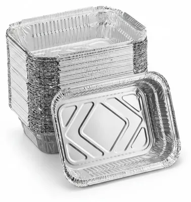 Zdjęcie produktu dla Pojemniki aluminiowe do grilla - 100 sztuk - kolor srebrny, Obraz wygenerowany przez AI
