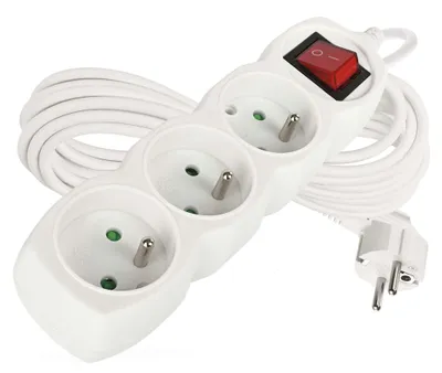 Prodlužovací kabel 7 m / 3 zásuvky / s vypínačem / bílý / PVC / 1 mm2