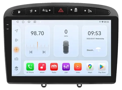 Obrázok produktu pre Multimediálny prehrávač do auta, veľkosť displeja, navigačný systém, kompatibilný s modelmi Peugeot 308, 308SW, 408, RCZ, QS4