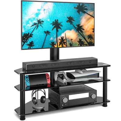 Produktbild von Rfiver TV Rack Glas Fernsehtisch TV Ständer für 32-70 Zoll Fernseher mit 3 Regal aus gehärtetem Glas | Max 50KG VESA 600x400mm