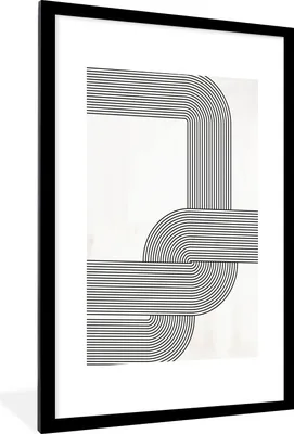 Produktbild von MuchoWow® Gerahmtes Poster Kunst - Minimalismus - Schwarz - Weiß 60x90 cm - Poster mit Schwarzem Bilderrahmen Wandposter Rahmen Foto Bilder - Dekoration - Wandposter Wohnzimmer - Hochwertig