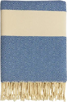 Produktbild von Strandtuch - Saunatuch - Turkish Hamamtuch - 100% Baumwolle Handtücher 90x180 cm - Blau