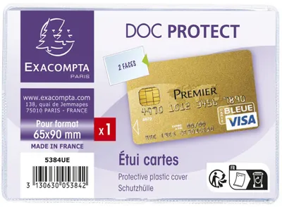 Produktbild von Exacompta 5384UE Schutzhülle für Kreditkarten PVC 150µ 70x98 mm Klar