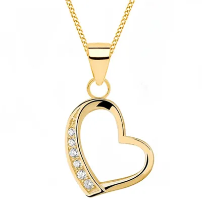 Herz-Anhänger mit Goldkette I 925 Echtsilber, vergoldet I 45cm