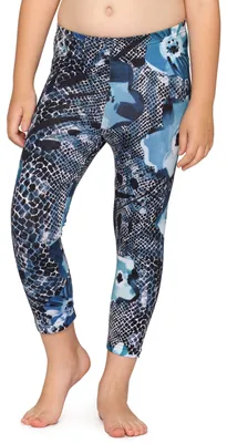 Image de Leggings 3/4 pour fille Merry Style MS10-405 (bleu marine/motifs floraux, 146)