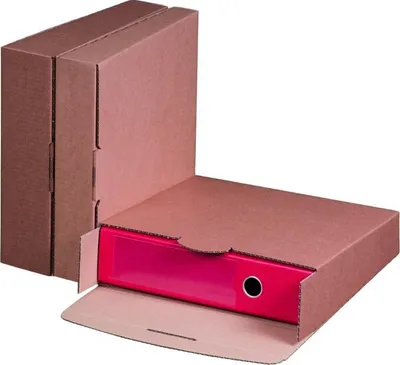 Produktbild von Ordner-Transportbox, 80B, wiederverschließbar, mit Steckverschluß, Innenmaß: 320 x 288 x 80 mm, Außenmaß: 325 x 300 x 85 mm, braun, 1 Pack = 20 Stück