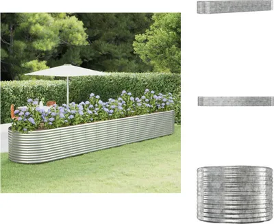 Produktbild von vidaXL Hochbeet Silbern 554x100x68 cm Pulverbeschichteter Stahl - Blumentöpfe & Pflanzgefäße