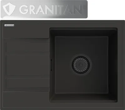 Produktbild von Granitan | Granitspüle Wetar - Schwarz - Mit Abtropffläche - Modernes Design - Hochwertige Qualität