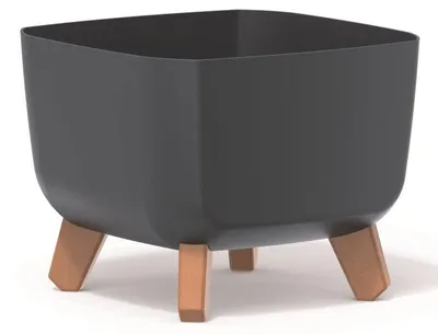 Produktbild von BirnePower Blumentopf Gracia Square Matt mit Füßen Pflanzkübel quadratisch (Anthrazit, 39cm)