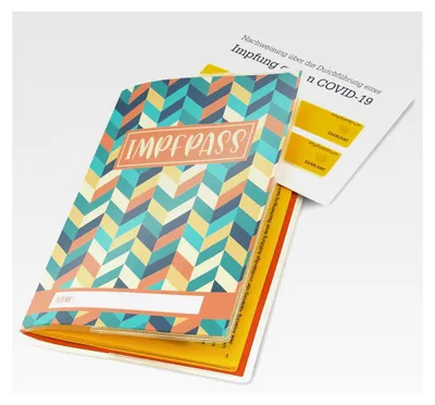 Produktbild von Impfpasshülle Design Motiv Streifen bunt 196 x 134 mm für Impfbuch und Impfausweis - transparente Schutzhülle