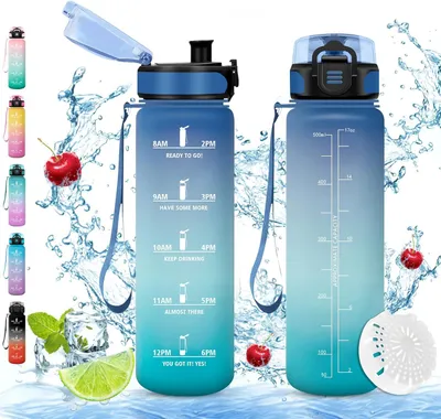 Imagen del producto de Botella deportiva, sin BPA, de 500 ml, a prueba de fugas, ideal para ciclismo y fitness