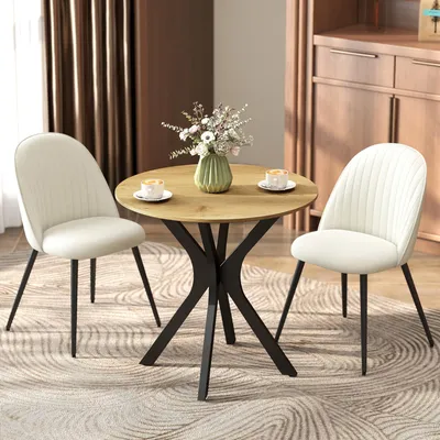 Produktbild von Küchentisch platzsparend, Esstisch rund, Säulentisch MDF, Naturholz-Optik  |  kratzfest  |  13 kg  |  78 x 78 x 75 cm