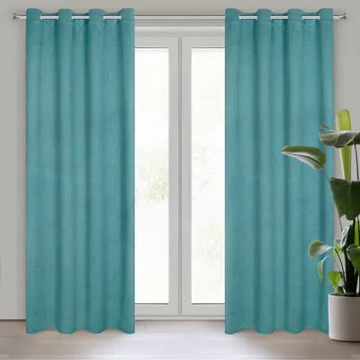 Produktbild von Eurofirany 386926, Durchscheinend, Türkis, Einfarbig, Polyester, Öse, 340 g/m²