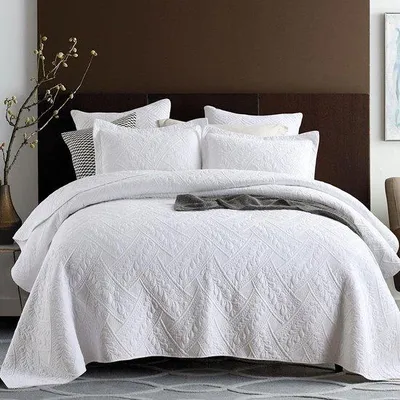 Produktbild von Bettüberwurf 100% Baumwolle - 230 x 250 cm mit 2 Kissenbezügen