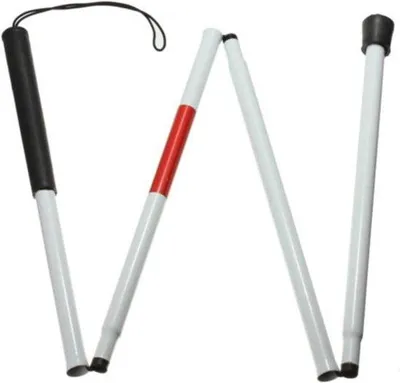 Image de Canne en alliage d'aluminium, 4 sections, avec bandes réfléchissantes