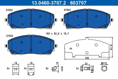 Produktbild von ATE Bremsbelagsatz, Scheibenbremse x 13.0460-3707.2
