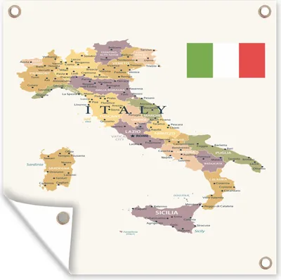 Produktbild von MuchoWow® 100x100 cm Outdoor-Poster Gartendeko Sichtschutz Garten Poster für den Garten  Karte von Italien