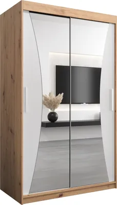 Produktbild von Kleiderschrank, Schiebetürenschrank Schlafzimmer, Schrank mit Spiegel MONACO 120 cm