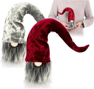 Produktbild von Weihnachtswichtel große Weihnachtsdeko mit Zipfelmütze - grau/rot