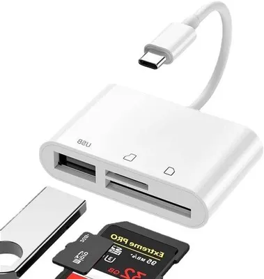 Produktbild von USB C Micro SD Kaartlezer für MacBook und Galaxy Smartphones (Weiß)