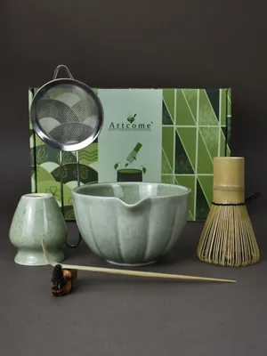 Image de Ensemble de thé japonais comprenant 6 pièces, avec un bol à matcha et des accessoires