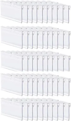 Productafbeelding van 50 stuks transparante plastic etikettenhouders, 90x42 mm, geschikt voor prijslabels en naambadges in supermarkten en kantoorgebouwen