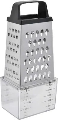 Produktbild von Lauwexe Kš¹chenreibe Vielseitige Edelstahl-Reibe Mit 4 Funktionen, Rutschfester Gummibasis, Aufbewahrungsbeh?lter Mit Ma?skala