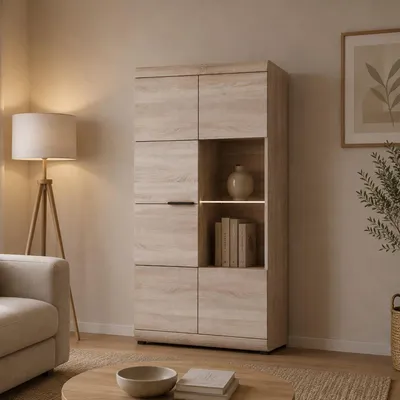 Produktbild von Ladavapa - Vitrine, 80x37x158h cm Eiche Braun, 6 Regale