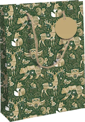 Produktbild von Clairefontaine 6x Geschenktasche, Forest, Kraft, 26,5x14x33cm Grün X-34662-2C