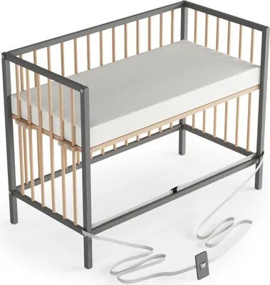 Produktbild von Beistellbett 60x120 cm mit Matratze & Umbauseite - grau/natur - Dreamy 4 in 1 Bett
