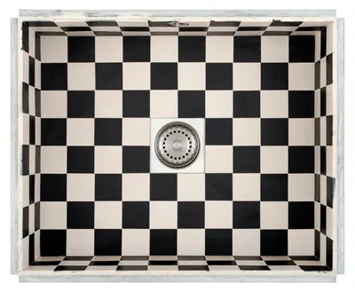 Produktbild von Caressi Gefliestes Spülbecken, Country-Style CATO5040, schwarz/weiß 53 x 43 cm rechteckig