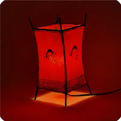 Produktbild von Orientalische Lampe Hennalampe marokkanische Lederlampe Tischleuchte Stehleuchte Carree Gecko 30 cm, rot