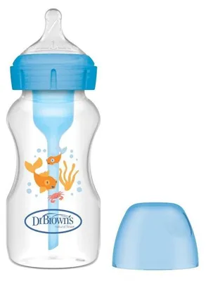 Dr. Brown's Flasche, breiter Hals, 270 ml, Options+, blau (marin)
